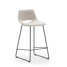 Load image into Gallery viewer, Zahara beige stool with steel in a black finish, height 65 cm FSC 100%