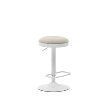 Load image into Gallery viewer, Zaib stool in beige chenille and matt white steel height 63-84 cm FSC 100% - image 2