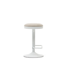 Load image into Gallery viewer, Zaib stool in beige chenille and matt white steel height 63-84 cm FSC 100% - image 3