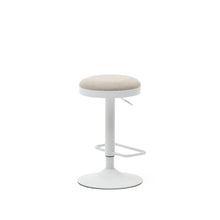 Load image into Gallery viewer, Zaib stool in beige chenille and matt white steel height 63-84 cm FSC 100% - image 5