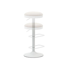 Load image into Gallery viewer, Zaib stool in beige chenille and matt white steel height 63-84 cm FSC 100% - image 7