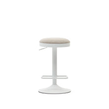 Load image into Gallery viewer, Zaib stool in beige chenille and matt white steel height 63-84 cm FSC 100% - image 9