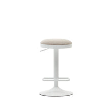 Load image into Gallery viewer, Zaib stool in beige chenille and matt white steel height 63-84 cm FSC 100% - image 10