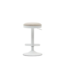Load image into Gallery viewer, Zaib stool in beige chenille and matt white steel height 63-84 cm FSC 100% - image 11
