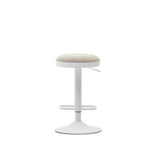 Load image into Gallery viewer, Zaib stool in beige chenille and matt white steel height 63-84 cm FSC 100% - image 12