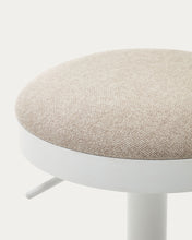 Load image into Gallery viewer, Zaib stool in beige chenille and matt white steel height 63-84 cm FSC 100% - image 15