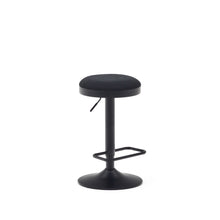 Load image into Gallery viewer, Zaib stool in black chenille and matt black steel height 63-84 cm FSC 100%