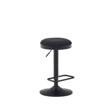 Load image into Gallery viewer, Zaib stool in black chenille and matt black steel height 63-84 cm FSC 100% - image 2