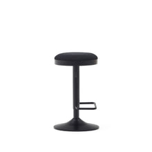 Load image into Gallery viewer, Zaib stool in black chenille and matt black steel height 63-84 cm FSC 100% - image 3