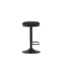 Load image into Gallery viewer, Zaib stool in black chenille and matt black steel height 63-84 cm FSC 100% - image 4