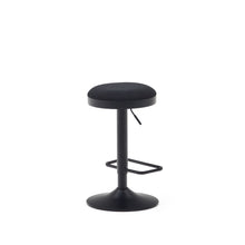 Load image into Gallery viewer, Zaib stool in black chenille and matt black steel height 63-84 cm FSC 100% - image 5