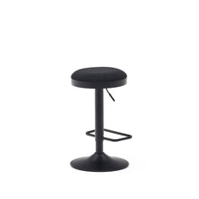 Load image into Gallery viewer, Zaib stool in black chenille and matt black steel height 63-84 cm FSC 100% - image 6