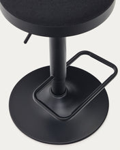Load image into Gallery viewer, Zaib stool in black chenille and matt black steel height 63-84 cm FSC 100% - image 14