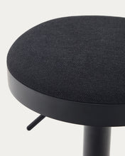 Load image into Gallery viewer, Zaib stool in black chenille and matt black steel height 63-84 cm FSC 100% - image 15