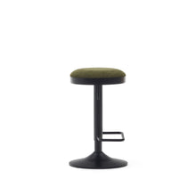 Load image into Gallery viewer, Zaib stool in dark green chenille and matt black steel height 63-84 cm FSC 100% - image 3