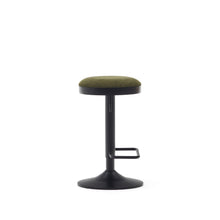 Load image into Gallery viewer, Zaib stool in dark green chenille and matt black steel height 63-84 cm FSC 100% - image 4