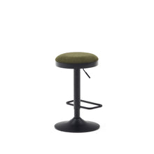 Load image into Gallery viewer, Zaib stool in dark green chenille and matt black steel height 63-84 cm FSC 100% - image 5