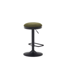 Load image into Gallery viewer, Zaib stool in dark green chenille and matt black steel height 63-84 cm FSC 100% - image 6