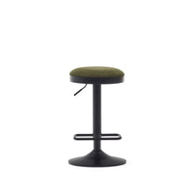Load image into Gallery viewer, Zaib stool in dark green chenille and matt black steel height 63-84 cm FSC 100% - image 9