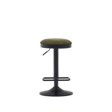 Load image into Gallery viewer, Zaib stool in dark green chenille and matt black steel height 63-84 cm FSC 100% - image 10