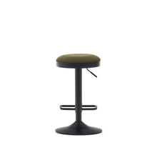 Load image into Gallery viewer, Zaib stool in dark green chenille and matt black steel height 63-84 cm FSC 100% - image 11