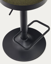 Load image into Gallery viewer, Zaib stool in dark green chenille and matt black steel height 63-84 cm FSC 100% - image 14