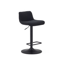 Load image into Gallery viewer, Zenda stool in black chenille and matt black steel 81-102 cm FSC 100%