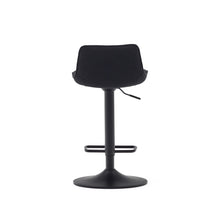 Load image into Gallery viewer, Zenda stool in black chenille and matt black steel 81-102 cm FSC 100% - image 11