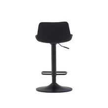 Load image into Gallery viewer, Zenda stool in black chenille and matt black steel 81-102 cm FSC 100% - image 12