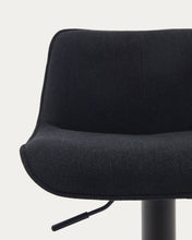 Load image into Gallery viewer, Zenda stool in black chenille and matt black steel 81-102 cm FSC 100% - image 14