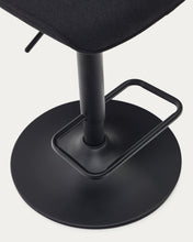 Load image into Gallery viewer, Zenda stool in black chenille and matt black steel 81-102 cm FSC 100% - image 15