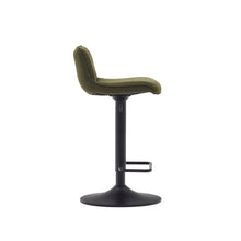 Load image into Gallery viewer, Zenda stool in dark green chenille and matt black steel height 81-102 cm FSC 100% - image 4