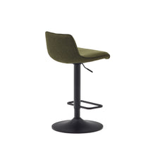 Load image into Gallery viewer, Zenda stool in dark green chenille and matt black steel height 81-102 cm FSC 100% - image 5