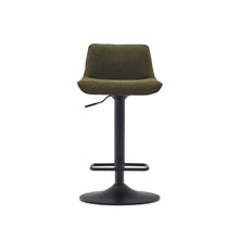 Load image into Gallery viewer, Zenda stool in dark green chenille and matt black steel height 81-102 cm FSC 100% - image 9
