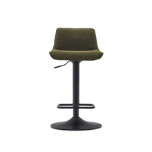 Load image into Gallery viewer, Zenda stool in dark green chenille and matt black steel height 81-102 cm FSC 100% - image 10