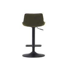 Load image into Gallery viewer, Zenda stool in dark green chenille and matt black steel height 81-102 cm FSC 100% - image 11
