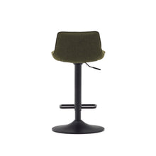 Load image into Gallery viewer, Zenda stool in dark green chenille and matt black steel height 81-102 cm FSC 100% - image 12