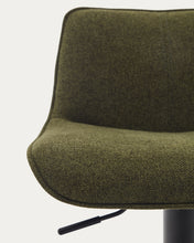 Load image into Gallery viewer, Zenda stool in dark green chenille and matt black steel height 81-102 cm FSC 100% - image 14
