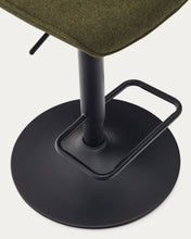 Load image into Gallery viewer, Zenda stool in dark green chenille and matt black steel height 81-102 cm FSC 100% - image 15