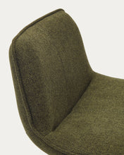 Load image into Gallery viewer, Zenda stool in dark green chenille and matt black steel height 81-102 cm FSC 100% - image 16
