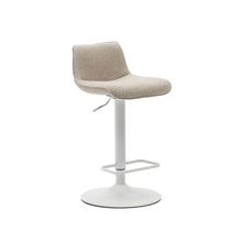Load image into Gallery viewer, Zenda stool in beige chenille and matt white steel 81-102 cm FSC 100%