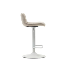 Load image into Gallery viewer, Zenda stool in beige chenille and matt white steel 81-102 cm FSC 100% - image 3