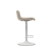 Load image into Gallery viewer, Zenda stool in beige chenille and matt white steel 81-102 cm FSC 100% - image 4