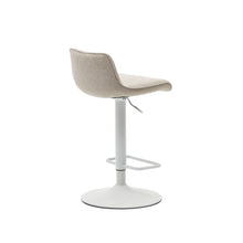 Load image into Gallery viewer, Zenda stool in beige chenille and matt white steel 81-102 cm FSC 100% - image 5