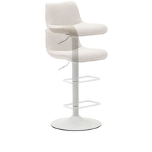 Load image into Gallery viewer, Zenda stool in beige chenille and matt white steel 81-102 cm FSC 100% - image 7