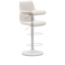 Load image into Gallery viewer, Zenda stool in beige chenille and matt white steel 81-102 cm FSC 100% - image 8