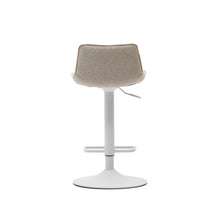 Load image into Gallery viewer, Zenda stool in beige chenille and matt white steel 81-102 cm FSC 100% - image 12