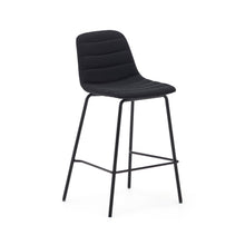Load image into Gallery viewer, Zunilda stool in black chenille and steel finished with matt black height 65 cm FSC 100% - image 2