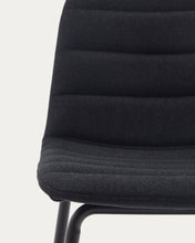 Load image into Gallery viewer, Zunilda stool in black chenille and steel finished with matt black height 65 cm FSC 100% - image 12