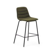 Load image into Gallery viewer, Zunilda stool in dark green and steel chenille with matt black finish height 65 cm FSC 100% - image 2